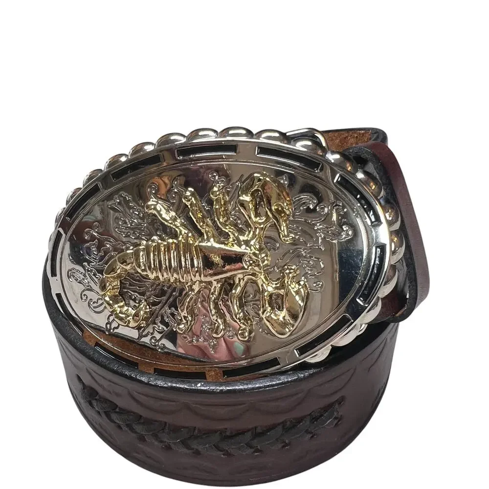 Mexican Scorpion Alacran Charro Cowboy Belt Buckle Leather Braided Made n Mexico - Picture 4 of 9